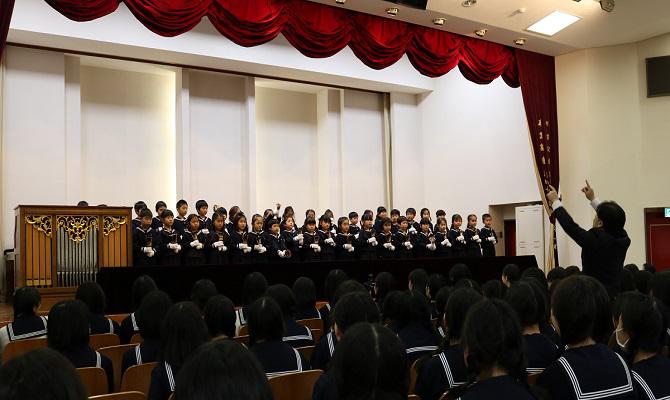 聖和学院髙等学校送別会で演奏しました(聖和学院幼稚園・聖和学院第二幼稚園)